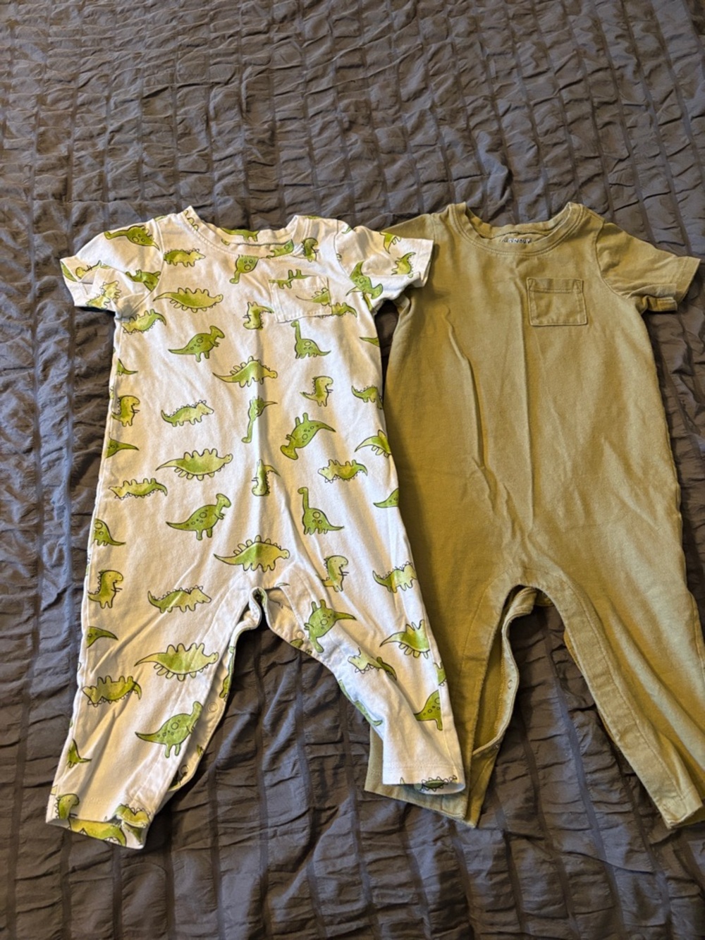 Green Dinosaur Print Baby Tee - Soft Cotton Short Sleeve